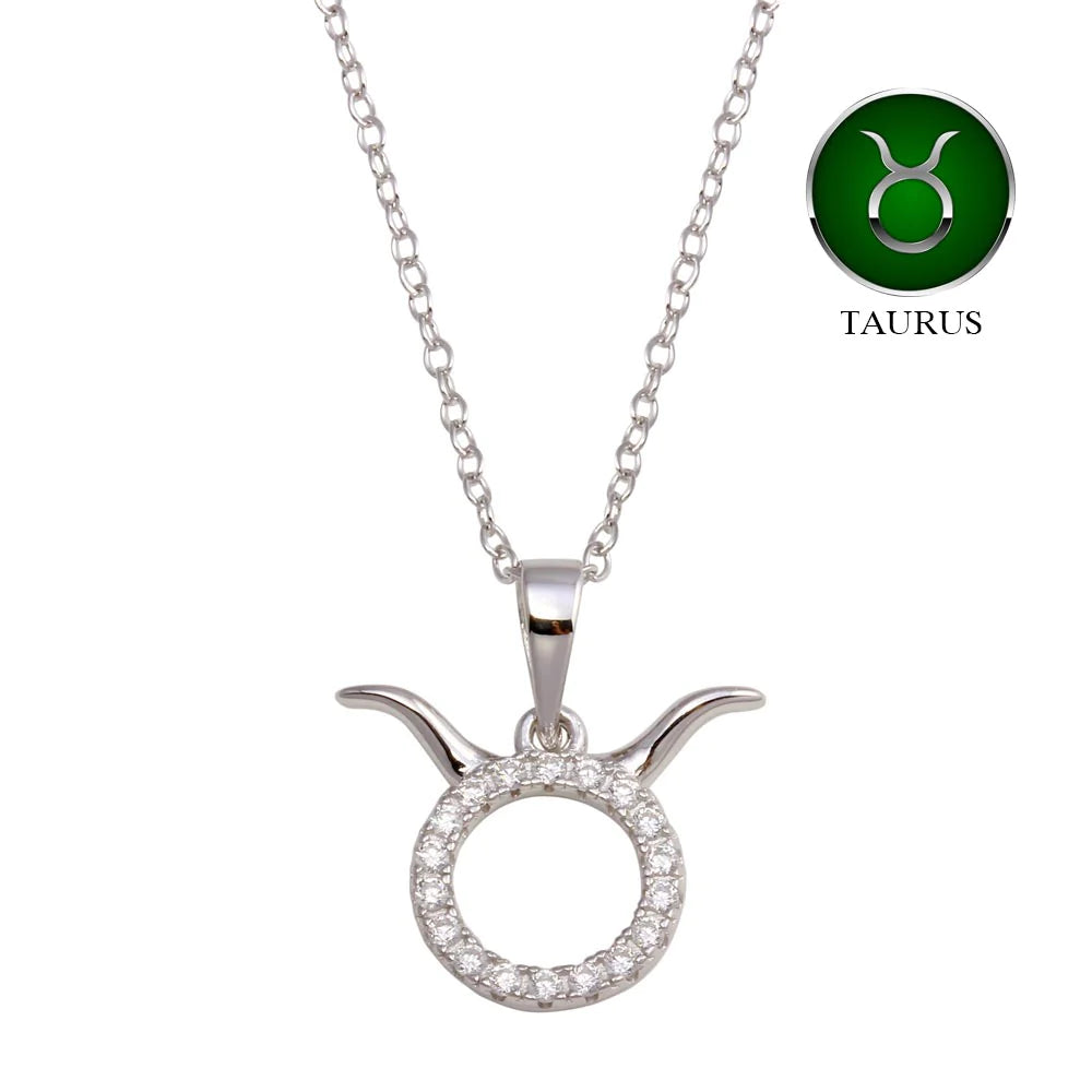 1/6 CT. T.W. Diamond Taurus Zodiac Sign Open Circle Pendant in Sterling  Silver with 14K Gold Plate | Zales Outlet