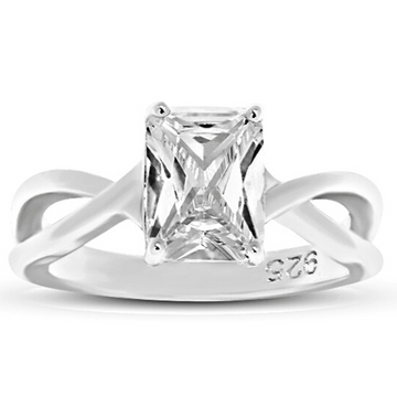 Starlette Galleria Halle Engagement Ring - CZ Engagement Rings for Women Promise Rings for Women Emerald Cut Engagement Ring Women's Engagement Rings Emerald Cut Ring 925 Engagement Rings for Women