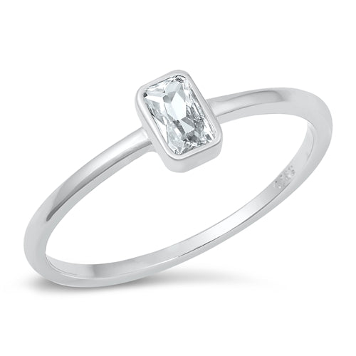 Features a stunningly cut .25 carat emerald stone, in a classic solitaire setting.
The stone is 100% simulated diamond material (AAA CZ) is bezel setting
The 925 certified sterling silver is rhodium plated, to prevent tarnishing
Available in sizes 4 through 10